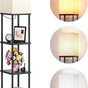 addlon Lámparas de pie con estantes, lámpara de pie moderna