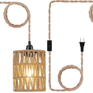 EcoGehen 2X Lámpara colgante Boho con enchufe, lámpara colga