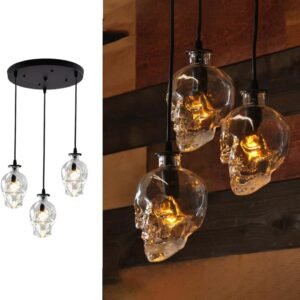 Aeyee Candelabro de cristal en forma de calavera, lámpara co