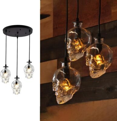 Aeyee Candelabro de cristal en forma de calavera, lámpara co