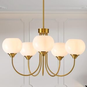 FEAZAC Candelabro Moderno de Globo de 5 Luces de Mediados de