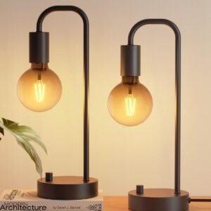 ONEWISH Juego de 2 lámparas de mesa industriales, lámpara de