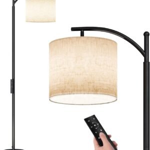 Sunmory Lámpara de pie de arco, moderna, con control remoto,