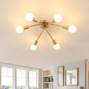 Tealight Lámpara de Techo Sputnik Dorada, Candelabro Sputnik