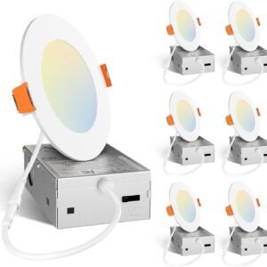 Amico 6 Pack 4 Inch 5CCT Ultra-Thin LED Recessed Ceiling Lig