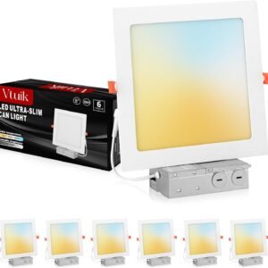 Vtuik Paquete de 6 luces LED empotrables cuadradas de 8 pulg