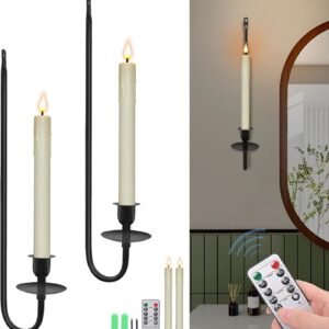 Juego de 2 portavelas de pared con velas sin llama, funciona