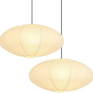 Juego de 2 linternas de papel ovaladas blancas de 20 x 10 pu