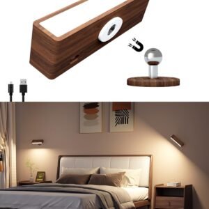 DetarZinLED Luces de pared de madera a pilas, apliques de pa