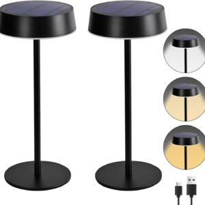 Alinana Juego de 2 lámparas de mesa solares inalámbricas, 3C