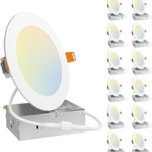 Amico 12 Pack 5 Inch 5CCT Ultra-Thin LED Recessed Can/Ceilin