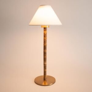 LUXELYKOS Lámpara de Mesa LED de Bambú Sin Cable – Batería R