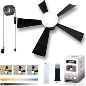 SUKIMIH Luz de ventilador de enchufe, 20.5 pulgadas, ventila