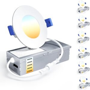 Ensenior Paquete de 6 luces LED empotrables de 3 pulgadas, r