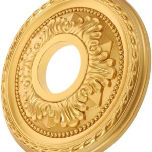 Cabilock Medallón de techo de PVC dorado de 12 pulgadas, med