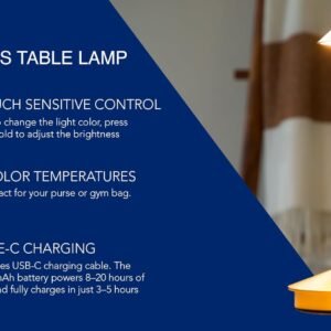 Juego de 2 lámparas de mesa LED inalámbricas modernas, bater