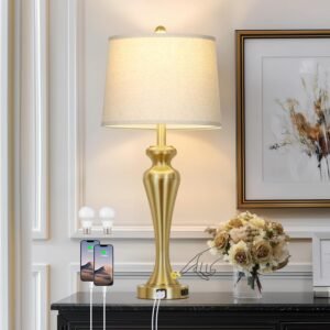 Lámpara de mesa individual dorada de 30 pulgadas, lámparas d