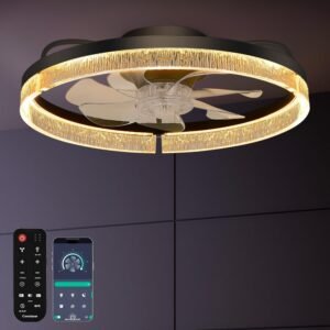 Conciseer Ventiladores de techo de 20 pulgadas con luces y c