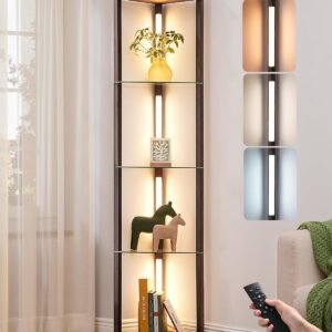 EDISHINE Lámpara de pie con estantes, estante de exhibición