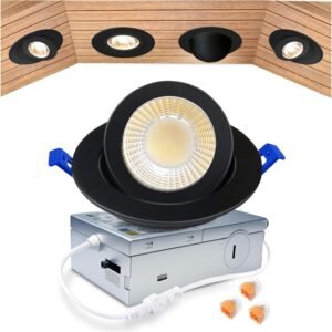 zouzai Iluminación empotrable LED negra cardán de 3 pulgadas