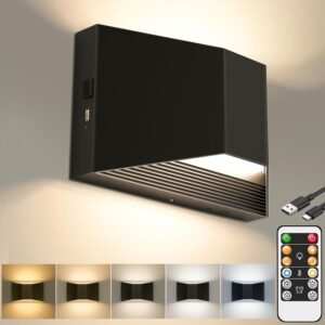 Aplique de pared LED con pilas, lámpara de pared ajustable c