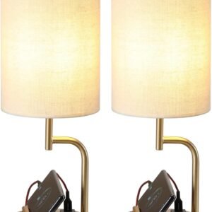 Dreamholder - 2 lámparas de mesa con 3 puertos de carga USB,