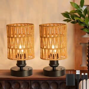 Juego de 2 lámparas de mesa táctiles para dormitorio con bom