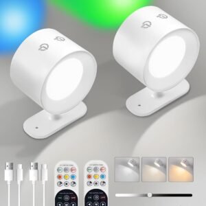 GOEBLESON Juego de 2 apliques de pared a pilas, apliques de