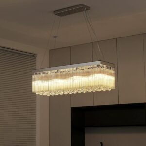 Candelabro moderno para comedor, 8 luces rectangulares K9 de