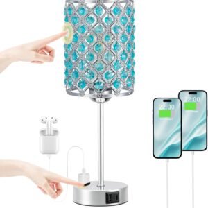 Hong-in Lámparas azules para mesitas de noche, lámpara de me