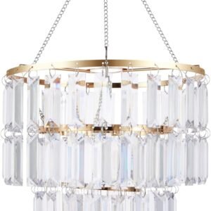 FlavorThings Lámpara de techo moderna con marco dorado, lámp