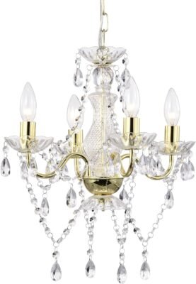 LaLuLa Candelabro Antiguo de Oro Mini Candelabro de Cristal