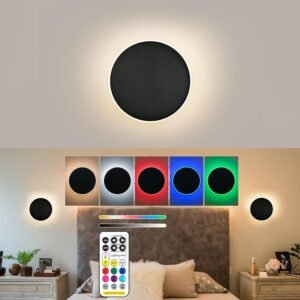 Luces de pared a pilas, apliques de pared negros recargables