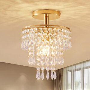 Modern Mini Crystal Chandelier, 3-Tier Raindrops Design Smal