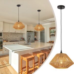 CXWV Pendant Light 11.8-inch Woven Hemp Rope Lamp E26 Base V
