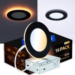 CycevSun - Paquete de 16 luces empotrables negras de 4 pulga