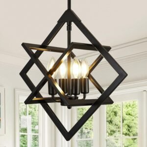 18" Modern Pendant Lights Kitchen Island, 4-Light Matte Blac