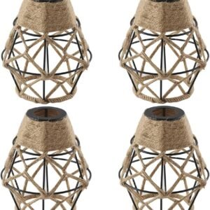 Pantalla tejida hecha a mano con jaula de metal en cuerda de