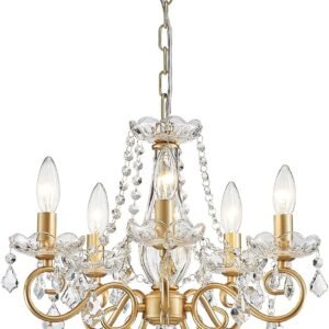 ANJIADENGSHI Mini Candelabro de Cristal K9 Cristal Dorado pa