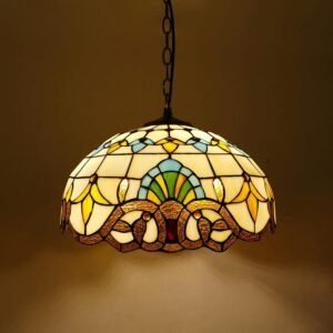 JGWSMQ Tiffany - Lámpara colgante de vitral, estilo victoria