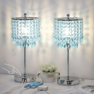 Boncoo - Lámpara de mesa de cristal con control táctil y 2 p