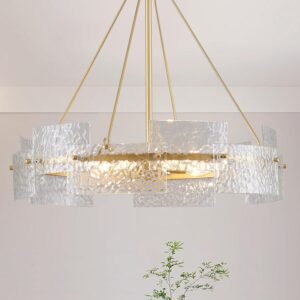 XINGQI Candelabro Grande de Cristal Dorado Moderno de 8 Luce