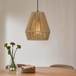 ELYONA Luces colgantes tejidas, lámpara colgante de ratán rú
