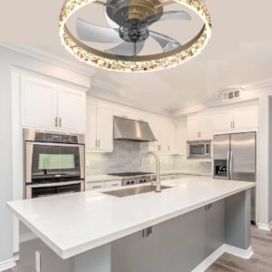 QUMFIXPU Ventilador de techo de perfil bajo con luz, montaje