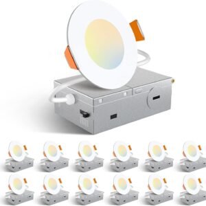 Amico 12 Pack 3 Inch 5CCT Ultra-Thin LED Recessed Ceiling Li