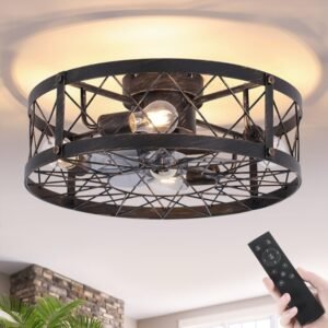 Ventilador de techo enjaulado de montaje empotrado con luces