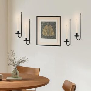 Juego de 4 candelabros negros, candelabro de pared para vela