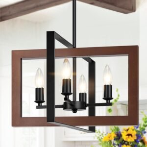 Candelabro de madera marrón rojizo de 17 pulgadas, (4 luces,