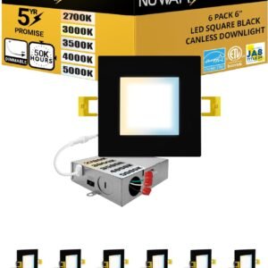 NUWATT Paquete de 6 luces LED empotrables cuadradas ultrafin
