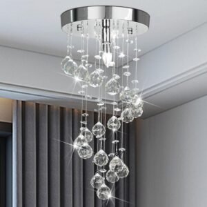 Modern Crystal Chandelier Elegant Spiral Flush Mount Chandel